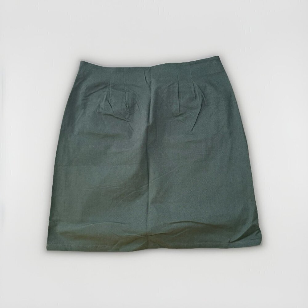 LOFT Womens A-line Skirt Size 6 Green Front Pockets Back Zip Fall - Picture 7 of 7